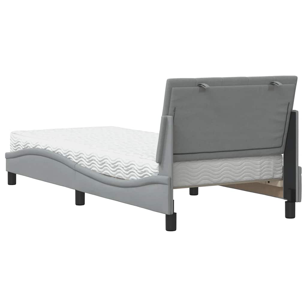 Krevet s madracem Hanko svjetlosivi 80x200cm tkanina