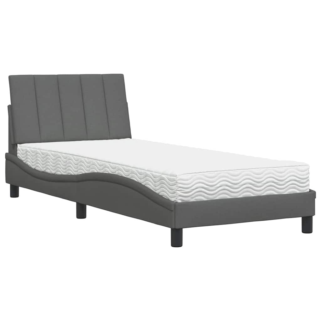 Krevet s madracem Hanko tamnosivi 80x200cm od tkanine