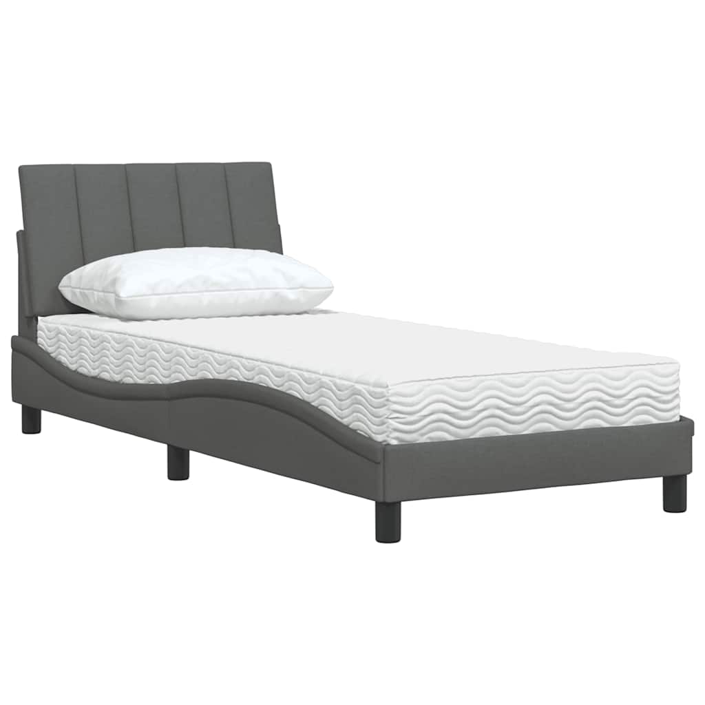 Krevet s madracem Hanko tamnosivi 80x200cm od tkanine