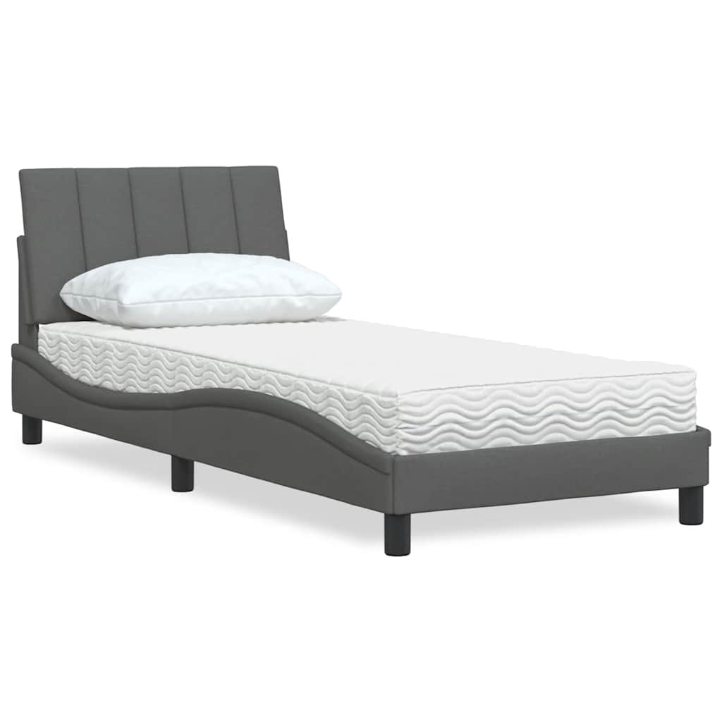 Krevet s madracem Hanko tamnosivi 80x200cm od tkanine