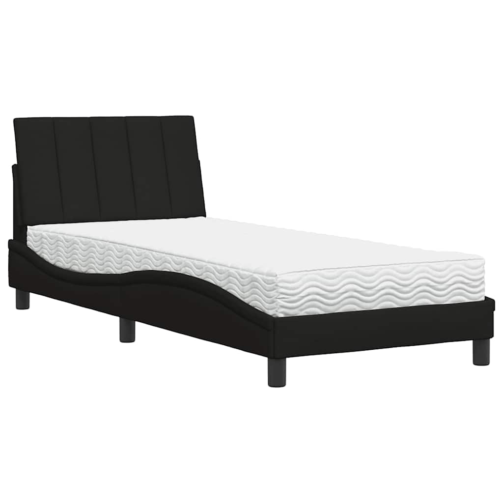Krevet s madracem Hanko crni 80 x 200 cm od tkanine