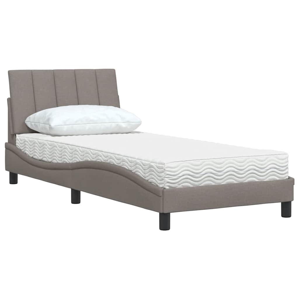 Krevet s madracem Hanko smeđesivi 80x200 cm od tkanine