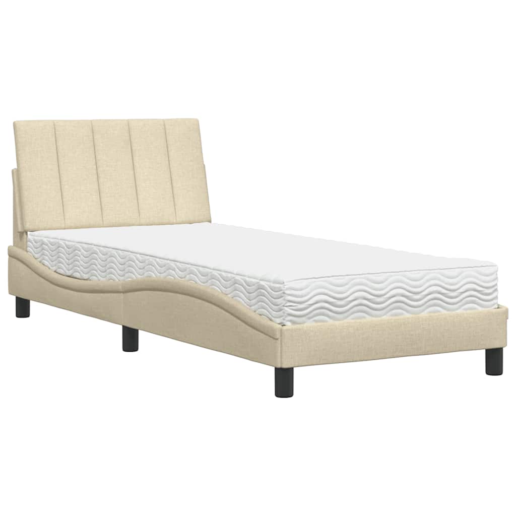 Krevet s madracem Hanko krem 80 x 200 cm od tkanine