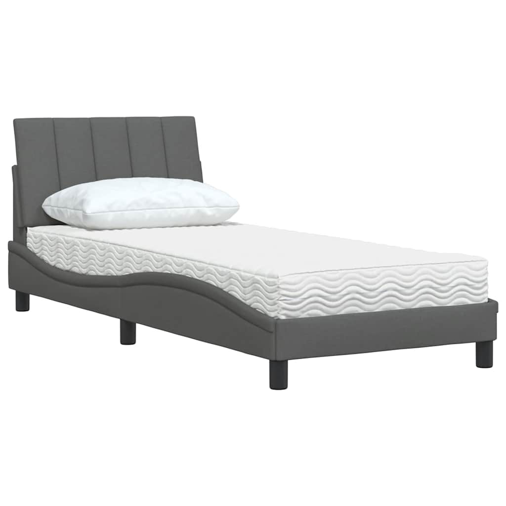 Krevet s madracem Hanko tamnosivi 90 x 190 cm od tkanine
