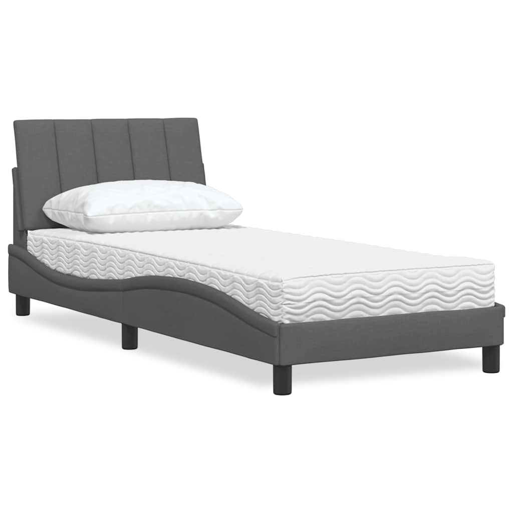 Krevet s madracem Hanko tamnosivi 90 x 190 cm od tkanine