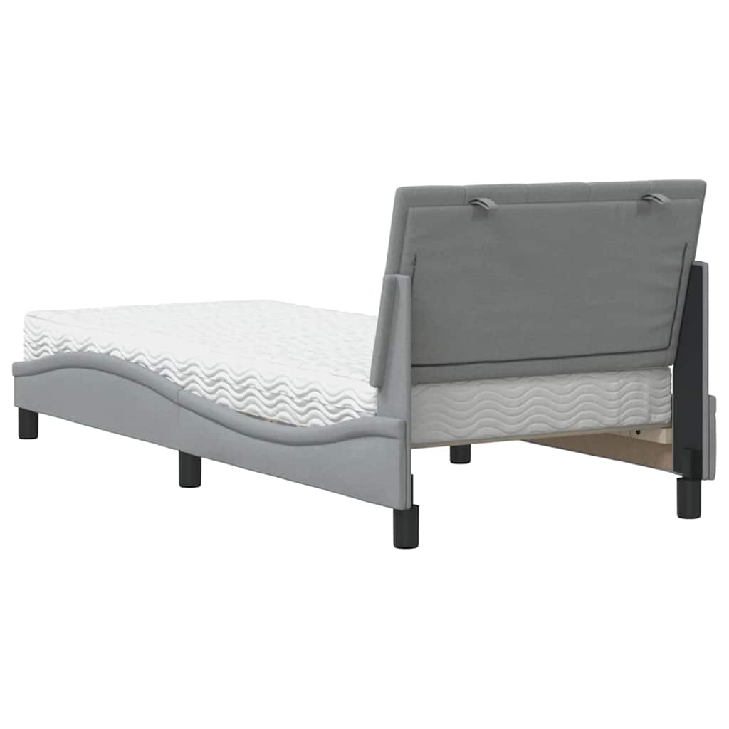Krevet s madracem Hanko svjetlosivi 90x200cm tkanina