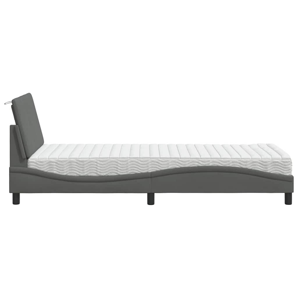 Krevet s madracem Hanko tamnosivi 90x200 cm od tkanine
