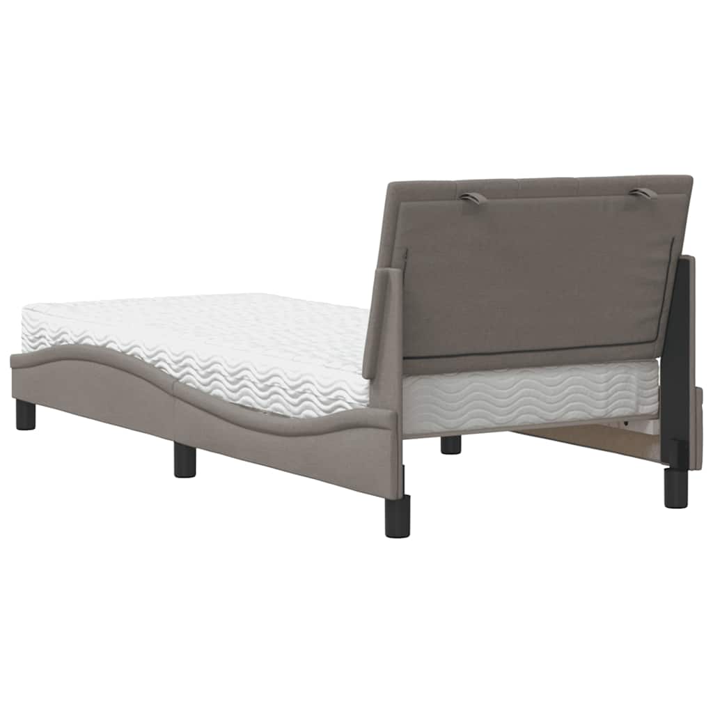 Krevet s madracem Hanko smeđesivi 90x200 cm od tkanine