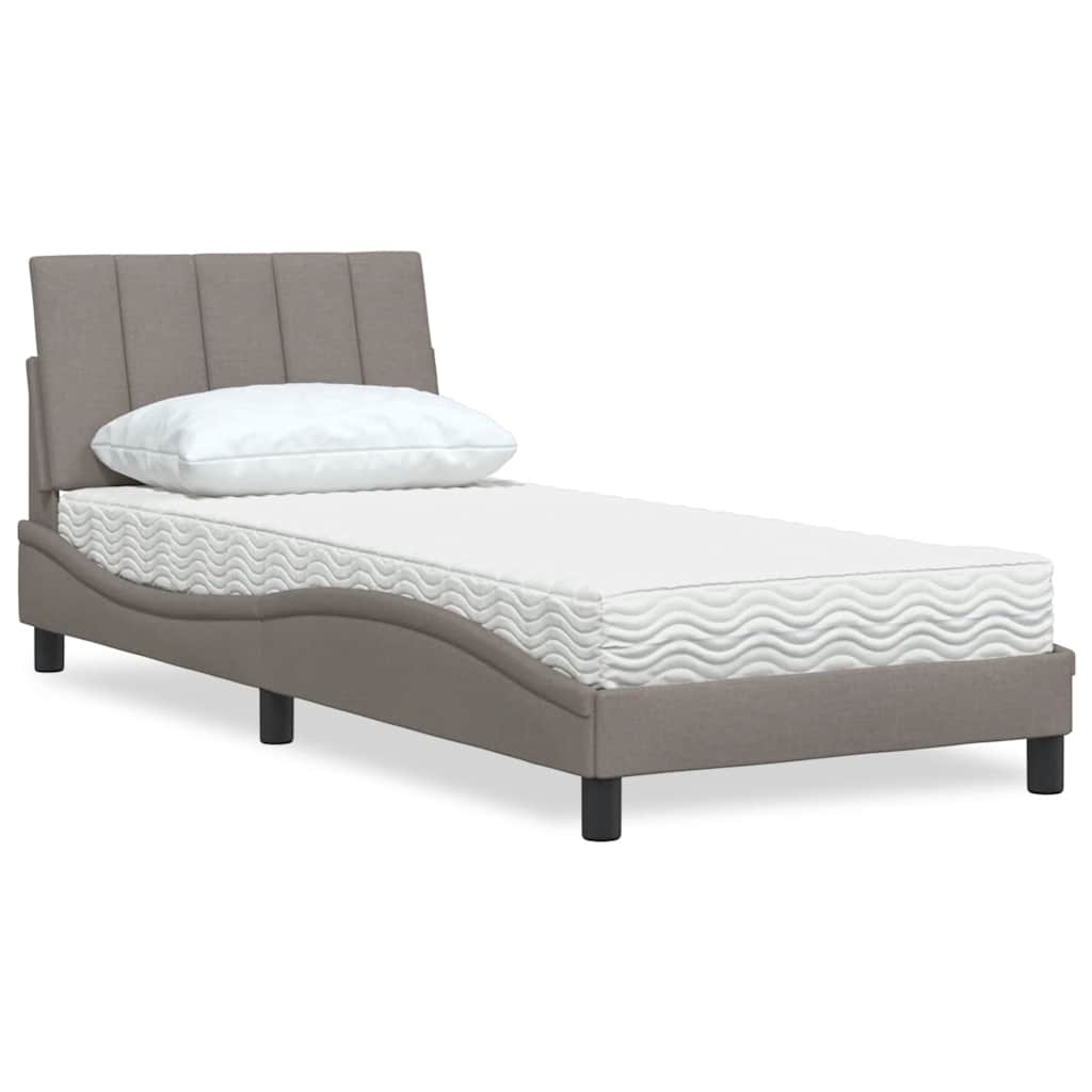 Krevet s madracem Hanko smeđesivi 90x200 cm od tkanine