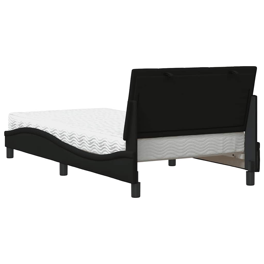 Krevet s madracem Hanko crni 100 x 200 cm od tkanine