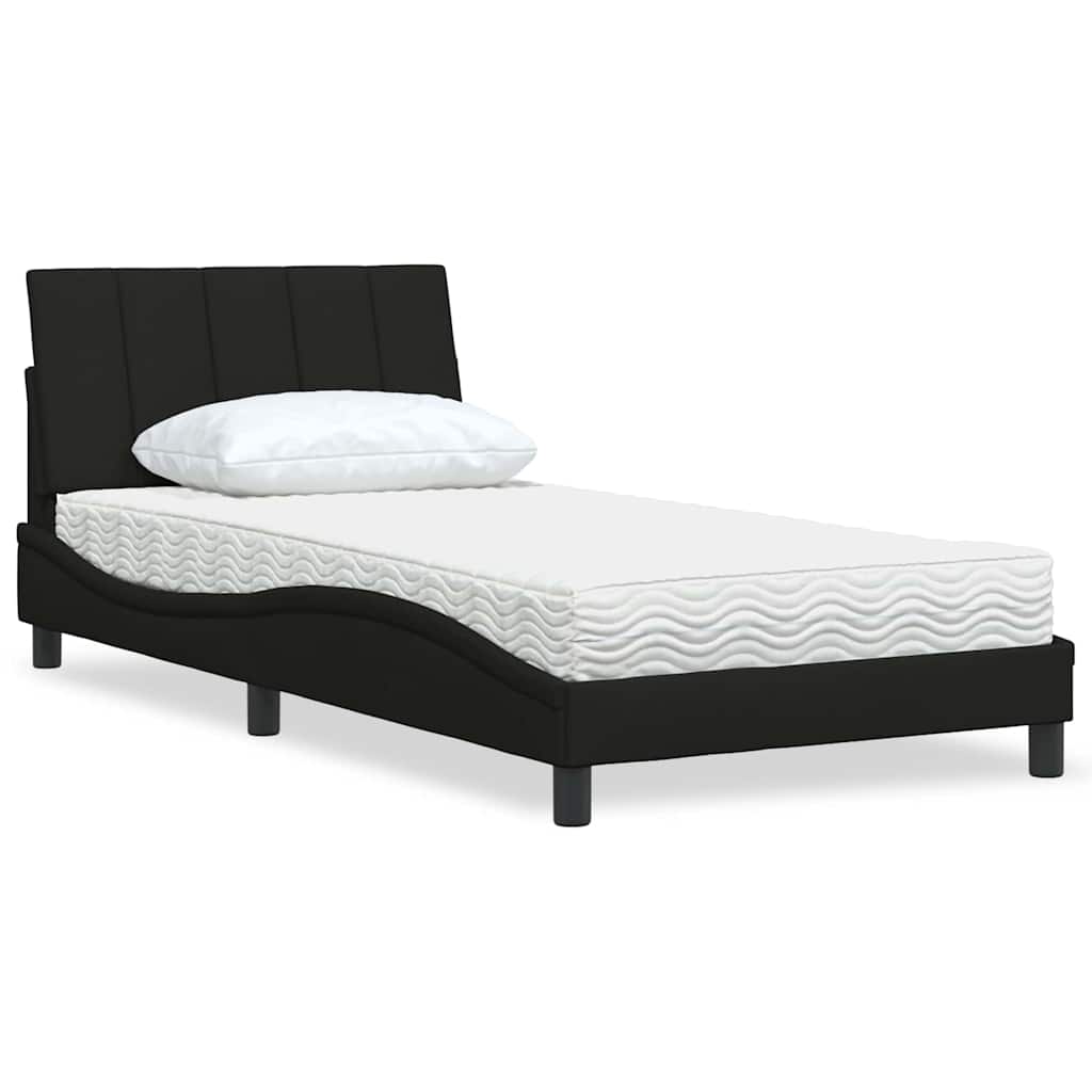 Krevet s madracem Hanko crni 100 x 200 cm od tkanine