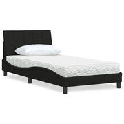 Krevet s madracem Hanko crni 100 x 200 cm od tkanine