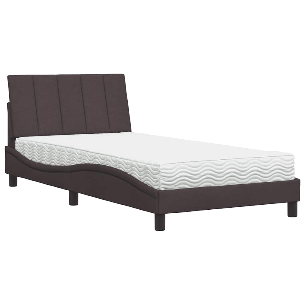 Krevet s madracem Hanko tamnosmeđi 100 x 200 cm od tkanine