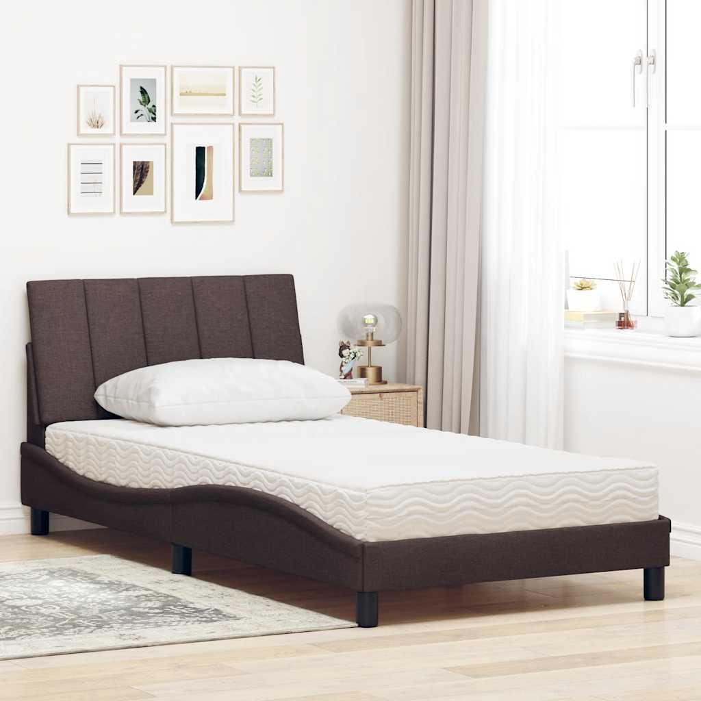 Krevet s madracem Hanko tamnosmeđi 100 x 200 cm od tkanine