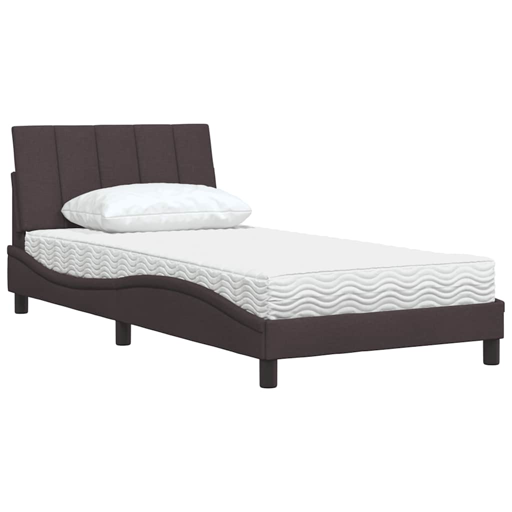 Krevet s madracem Hanko tamnosmeđi 100 x 200 cm od tkanine
