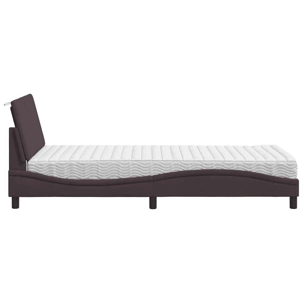 Krevet s madracem Hanko tamnosmeđi 100 x 200 cm od tkanine