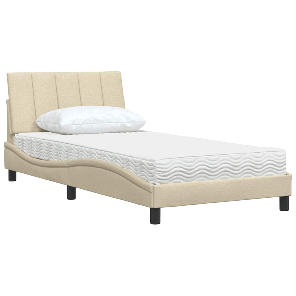 Krevet s madracem Hanko krem 100 x 200 cm od tkanine