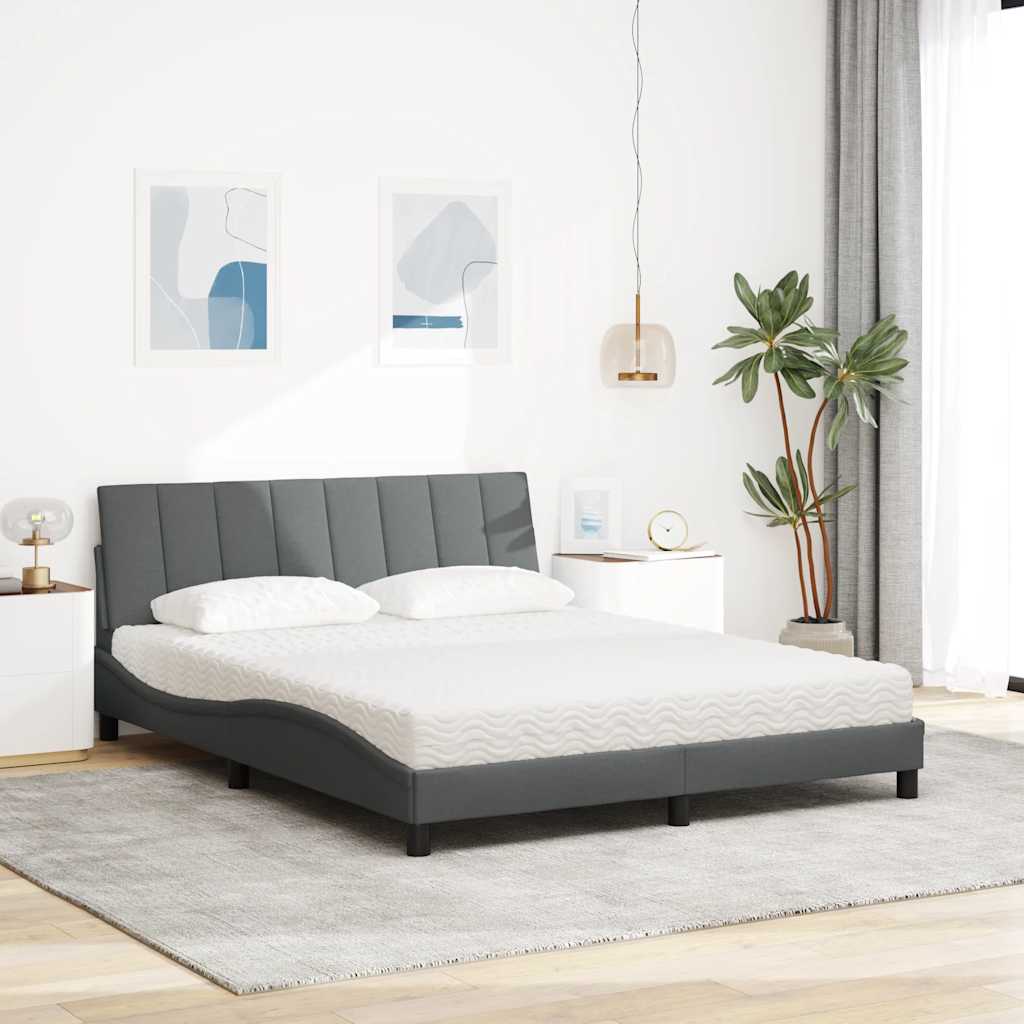 Krevet s madrac Hanko svjetlosivi 160x200cm tkanina