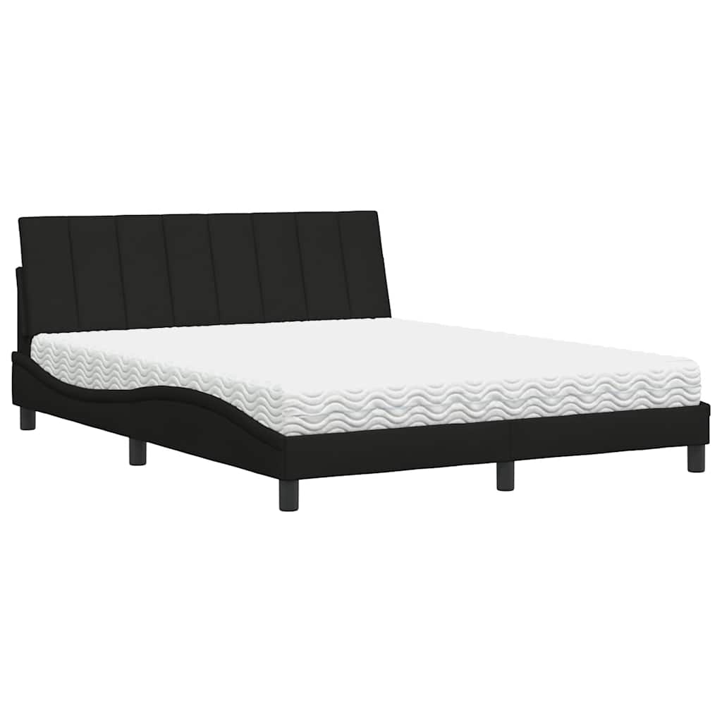 Krevet s madracem Hanko crni 160x200 cm od tkanine