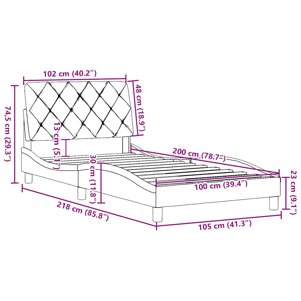 Okvir za krevet bez madraca plava 100x200cm od tkanine