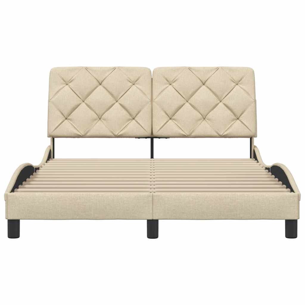 Okvir za krevet bez madraca krem 140 x 190 cm od tkanine