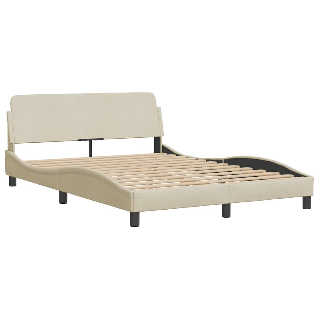 Okvir za krevet bez madraca krem 140 x 190 cm od tkanine