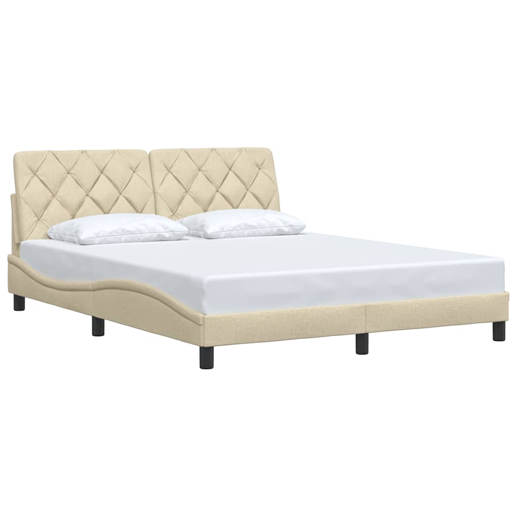 Okvir za krevet bez madraca krem 160x200 cm od tkanine