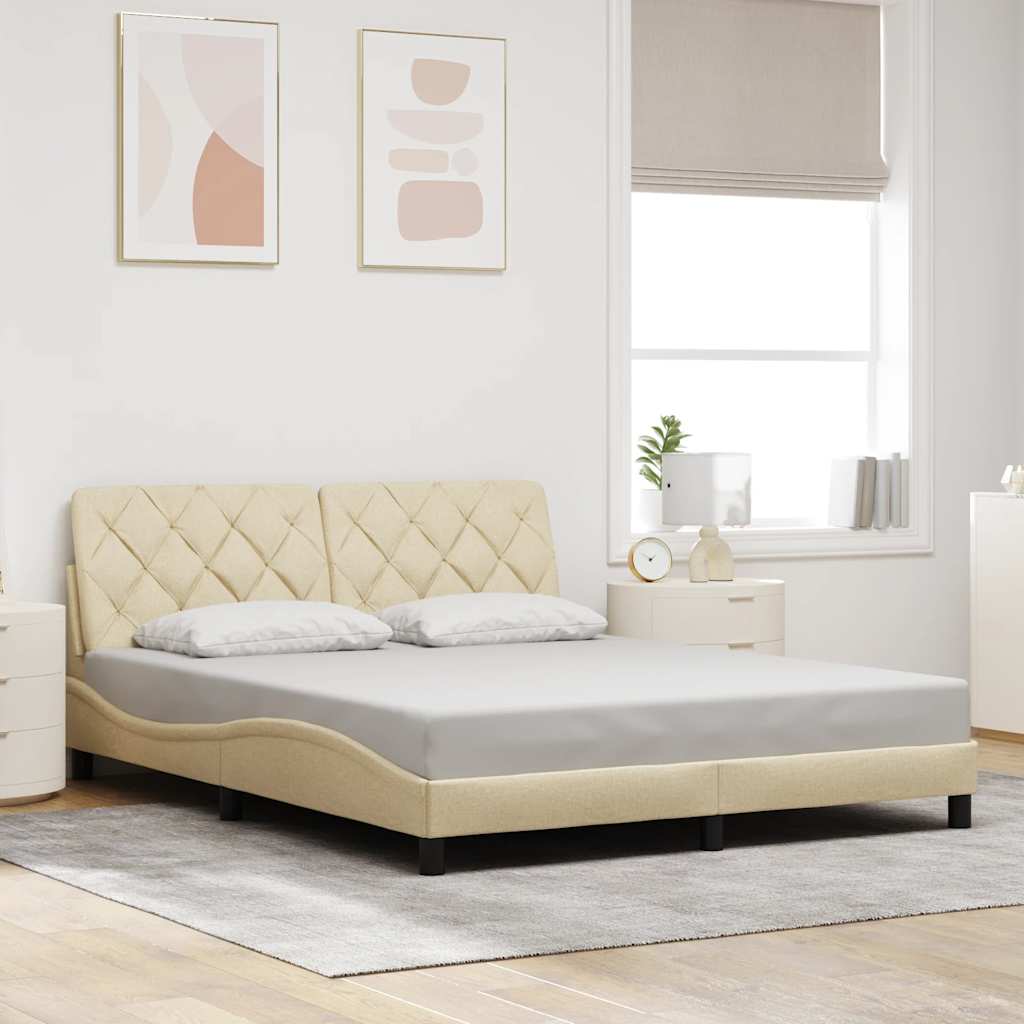 Okvir za krevet bez madraca krem 160x200 cm od tkanine