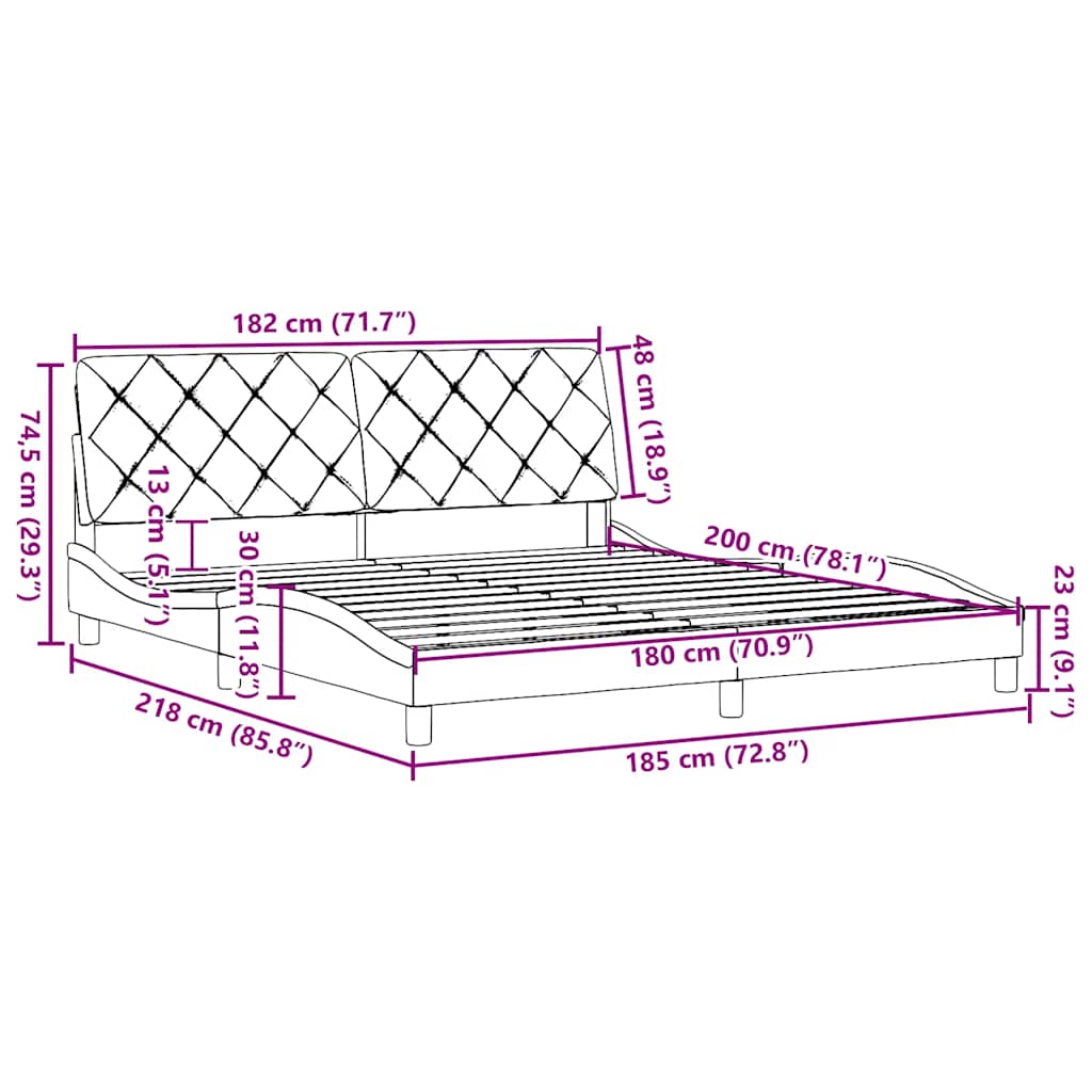 Okvir kreveta bez madraca tamnosivi 180x200 cm od tkanine
