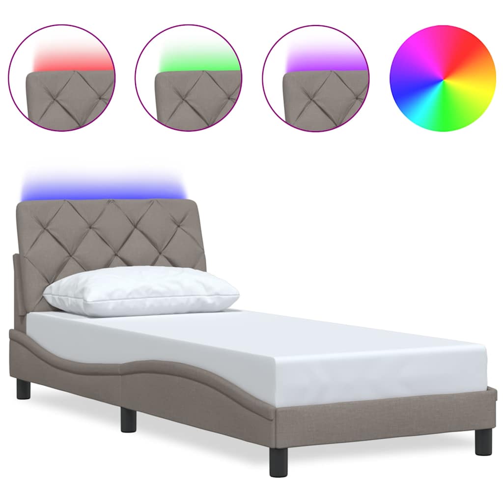 Okvir kreveta s LED-om bez madraca Taupe 80x200 cm Tkanina