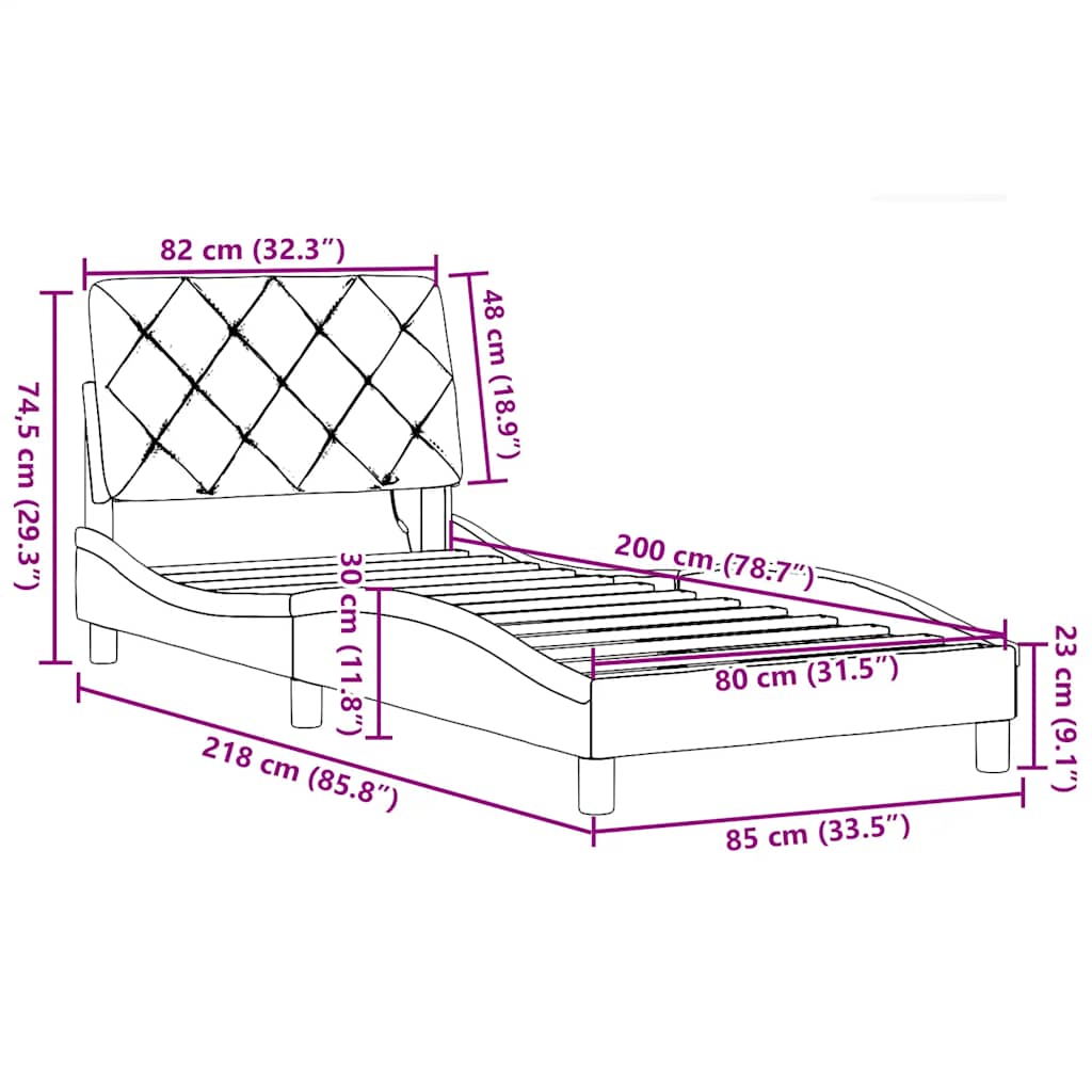 Okvir kreveta s LED-om bez madraca Taupe 80x200 cm Tkanina