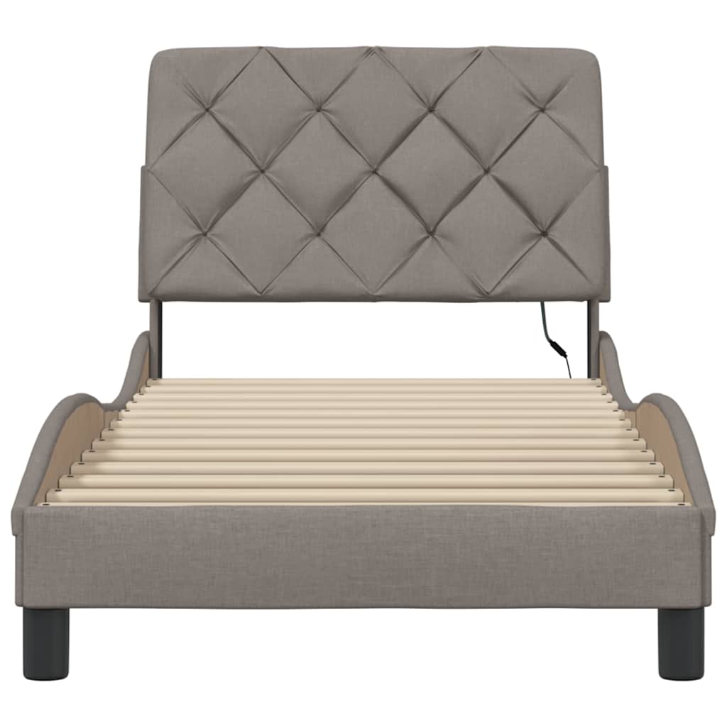 Okvir kreveta s LED-om bez madraca Taupe 80x200 cm Tkanina