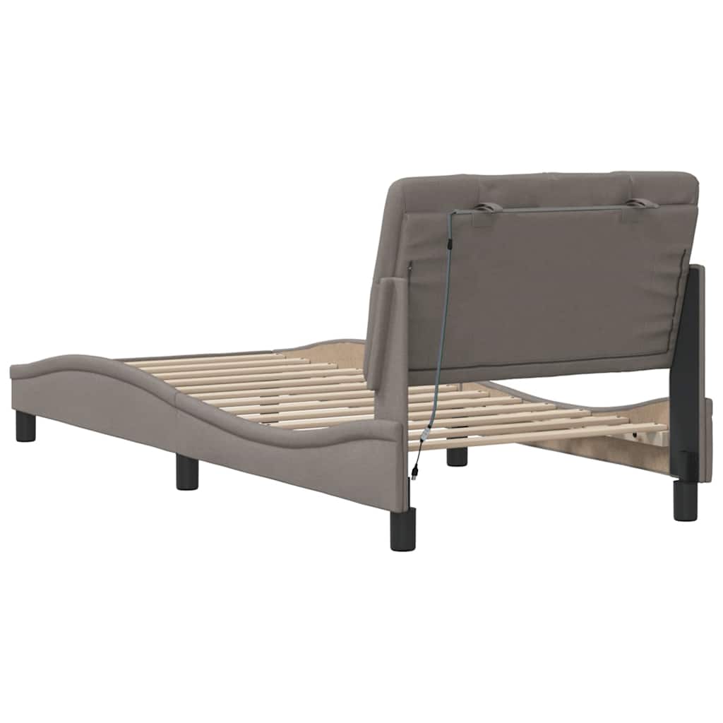 Okvir kreveta s LED-om bez madraca Taupe 80x200 cm Tkanina