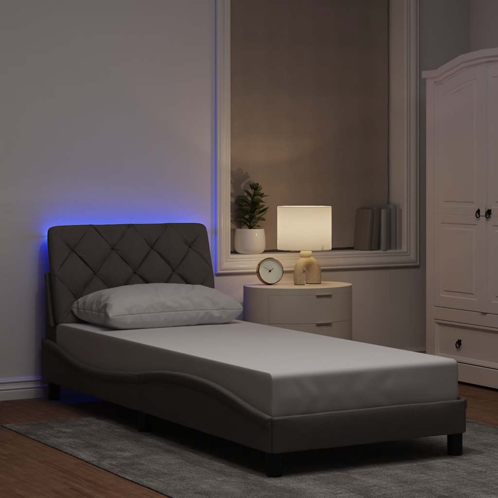 Okvir kreveta s LED-om bez madraca Taupe 80x200 cm Tkanina