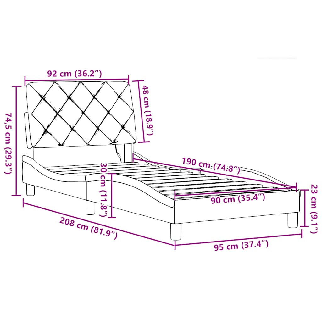 Okvir kreveta s LED-om bez madraca 90x190 cm od tkanine