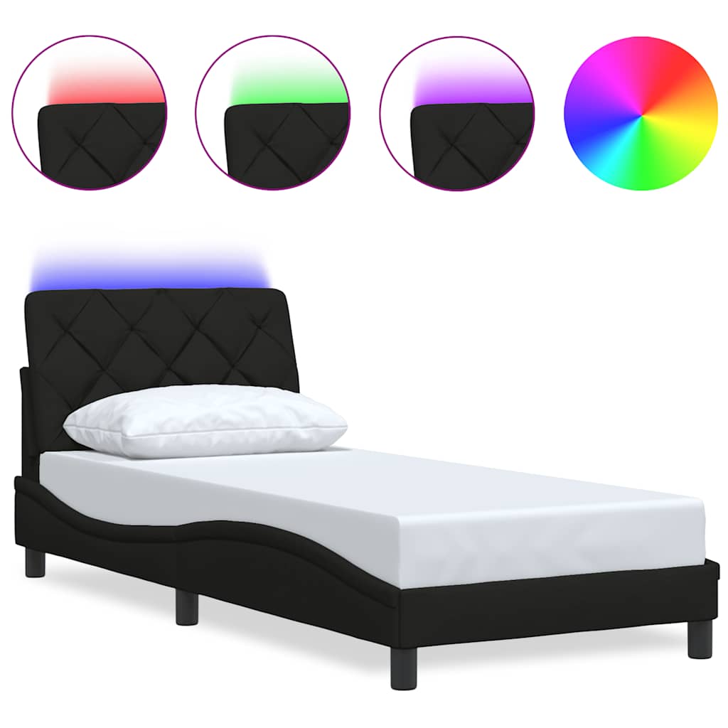 Okvir kreveta s LED-om bez madraca crni 90x190cm od tkanine