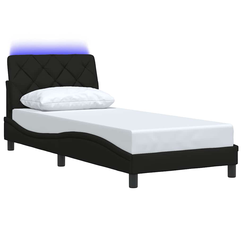 Okvir kreveta s LED-om bez madraca crni 90x190cm od tkanine