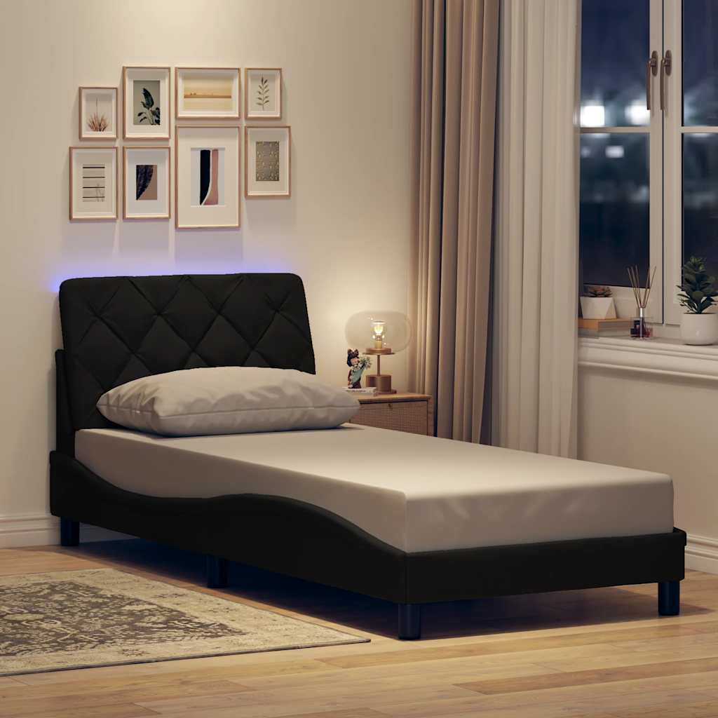 Okvir kreveta s LED-om bez madraca crni 90x190cm od tkanine
