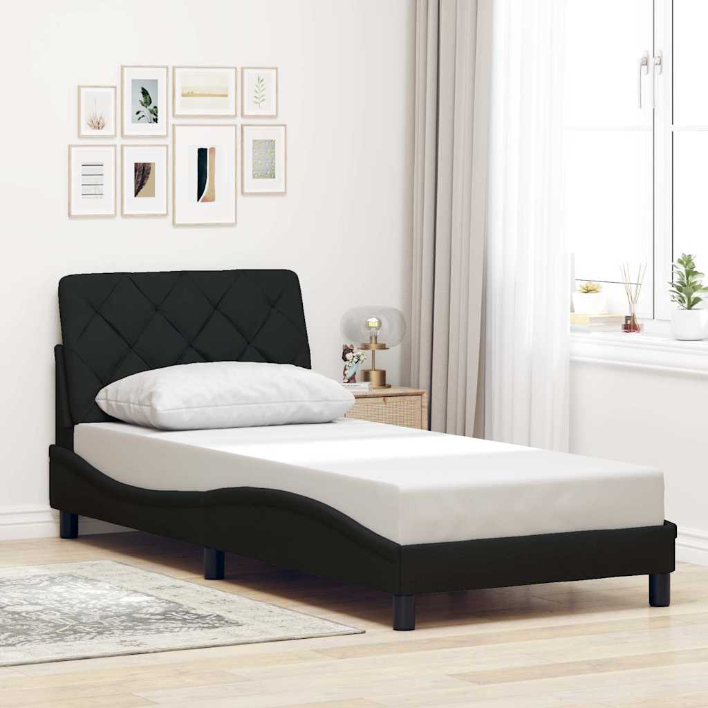 Okvir kreveta s LED-om bez madraca crni 90x200cm od tkanine