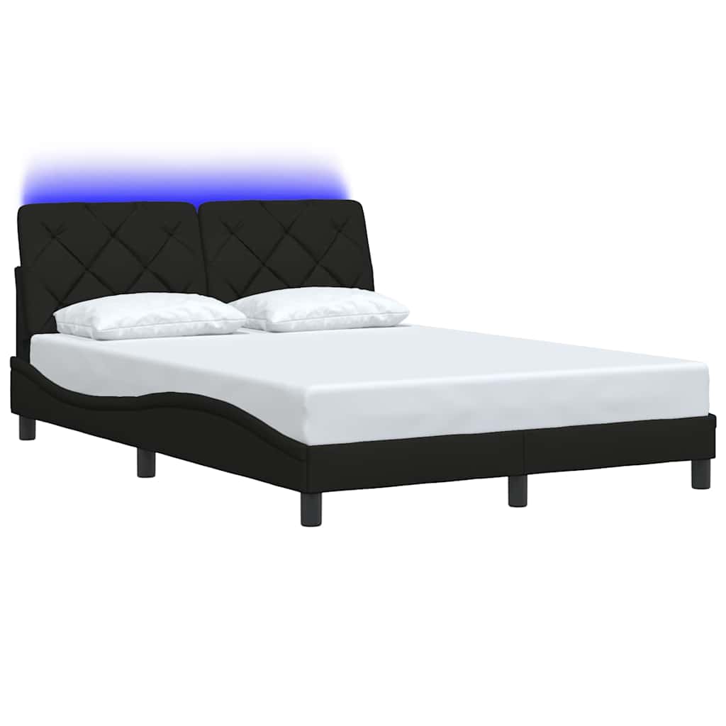 Okvir kreveta s LED-om bez madraca crni 140 x 190 cm od tkanine