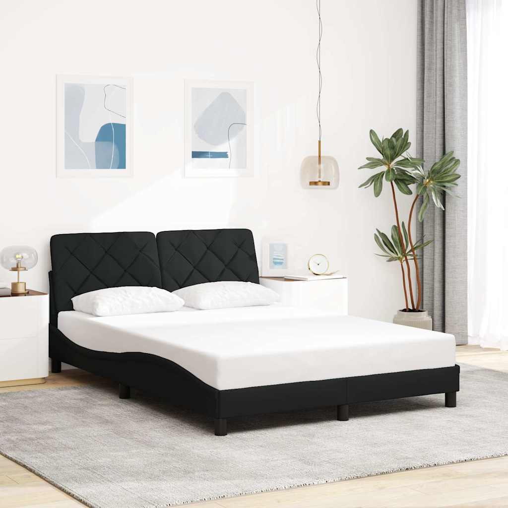 Okvir kreveta s LED-om bez madraca crni 140 x 190 cm od tkanine