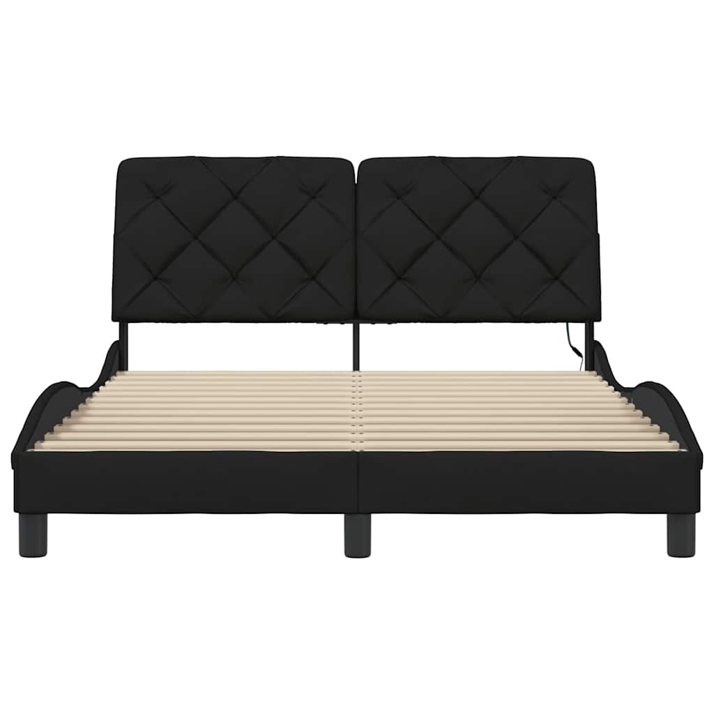 Okvir kreveta s LED-om bez madraca crni 140 x 190 cm od tkanine