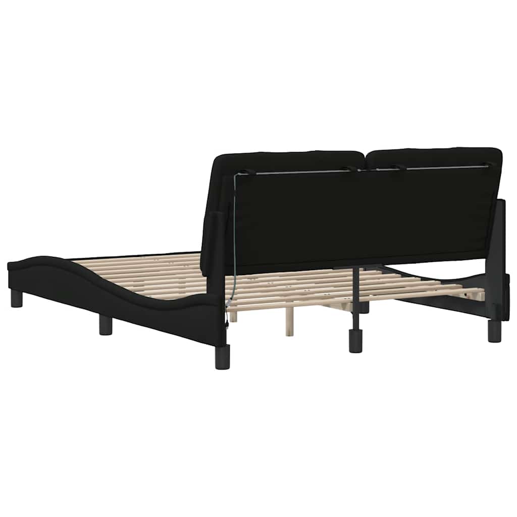 Okvir kreveta s LED-om bez madraca crni 140 x 190 cm od tkanine