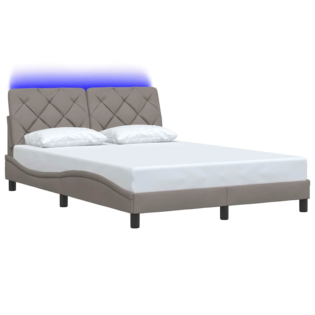Okvir kreveta s LED-om bez madraca Taupe 140x190 cm tkanina