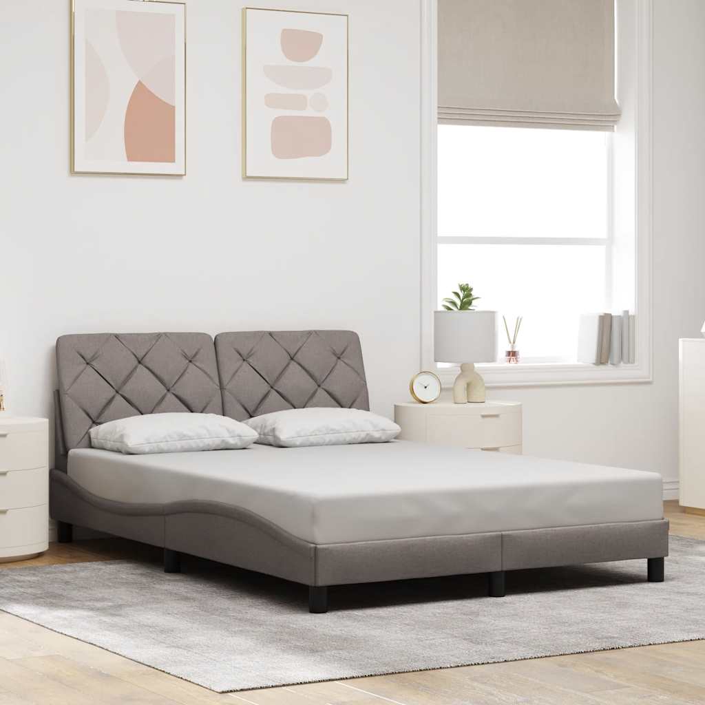 Okvir kreveta s LED-om bez madraca Taupe 140x190 cm tkanina