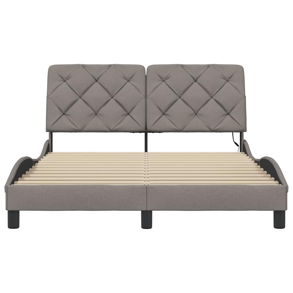 Okvir kreveta s LED-om bez madraca Taupe 140x190 cm tkanina