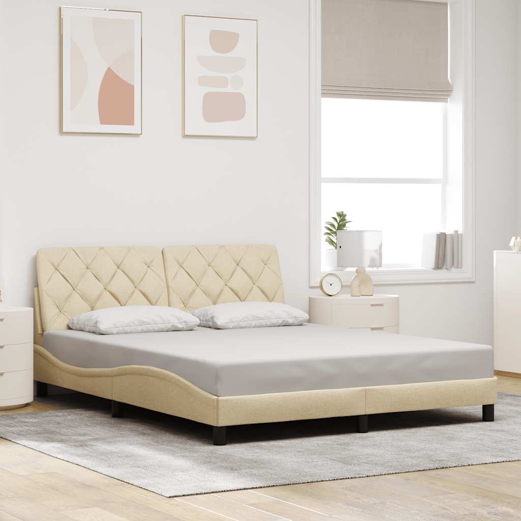 Okvir kreveta s LED-om bez madraca krem 160x200 cm Tkanina