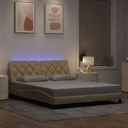 Okvir kreveta s LED-om bez madraca krem 160x200 cm Tkanina