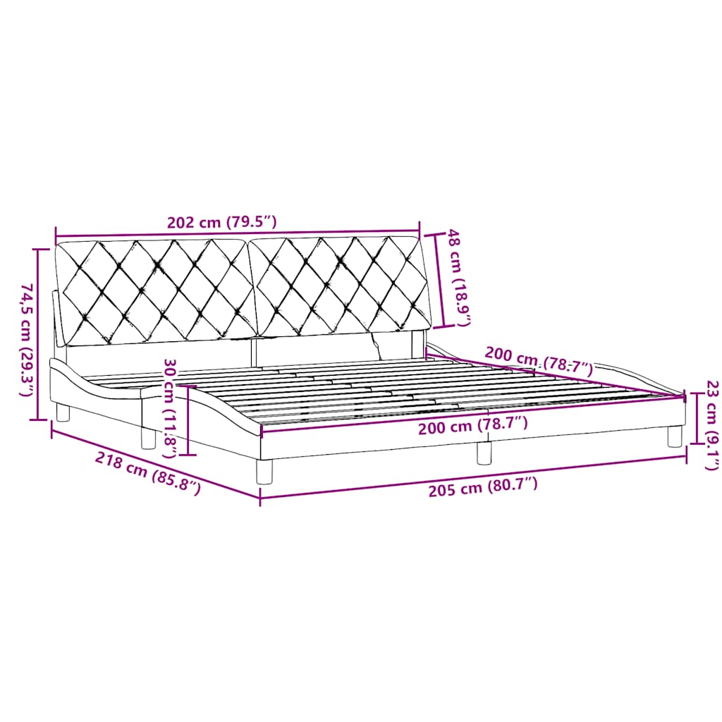 Okvir kreveta s LED-om bez madraca plavi 200x200 cm od tkanine