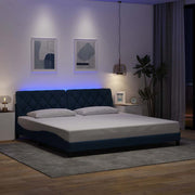 Okvir kreveta s LED-om bez madraca plavi 200x200 cm od tkanine